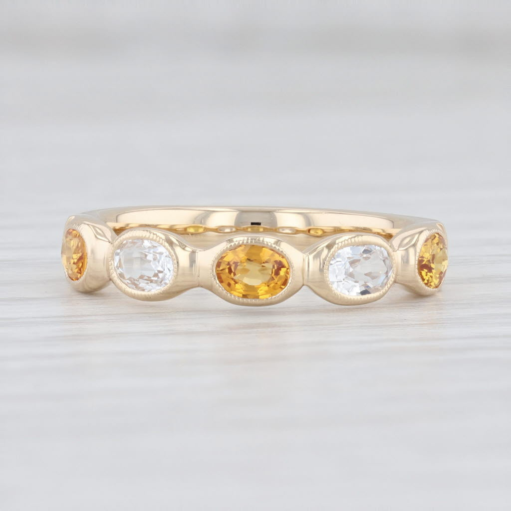 Light Gray New Beverley K 1.1ctw White Orange Sapphire Stackable Ring 14k Gold Size 6.5