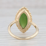 Light Gray Vintage Green Serpentine Ring 14k Yellow Gold Sz 4.5 Marquise Cabochon Solitaire