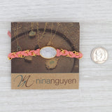 New Nina Nguyen Cordelia Bracelet White Druzy Quartz Woven Pink Leather