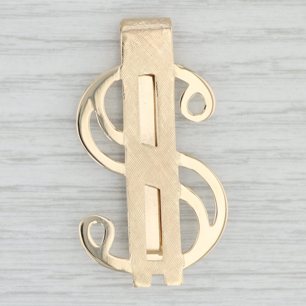 Light Gray Dollar Sign Money Clip 14k Yellow Gold Wallet Men's Accessories