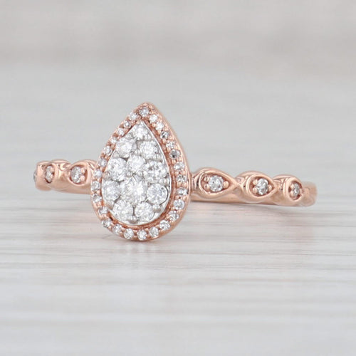 Light Gray 0.25ctw Diamond Teardrop Halo Engagement Ring 10k Rose Gold Size 7
