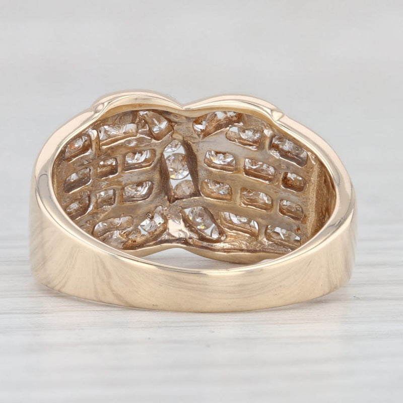 0.90ctw Diamond X Ring 14k Yellow Gold Size 7.75 Cocktail