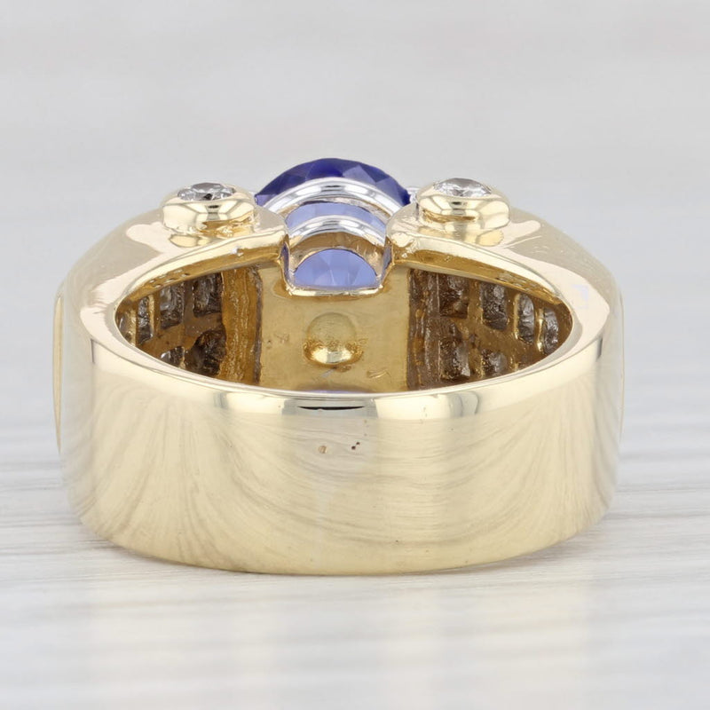 Light Gray 5.64ctw Oval Tanzanite Diamond Cocktail Ring 18k Yellow Gold Size 5.25