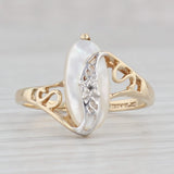 Vintage Mother of Pearl Diamond Bypass Ring 14k Yellow Gold Size 6 Richard Klein