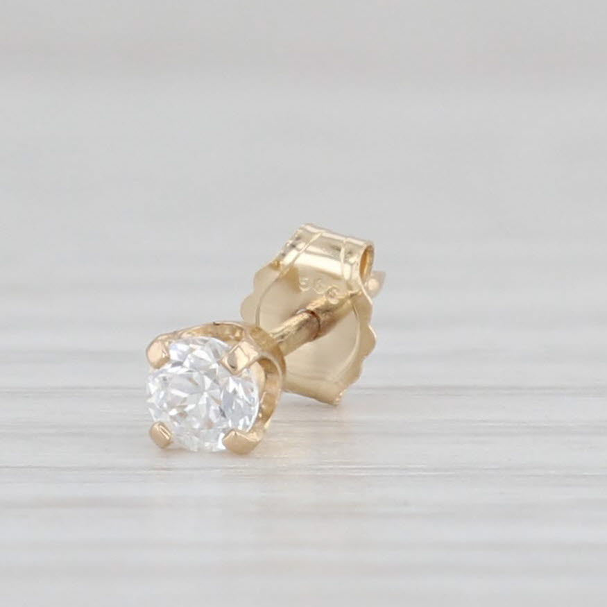 Light Gray Cubic Zirconia Stud Earrings 14k Yellow Gold Round Solitaire Studs