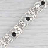 New Black Resin Ornate Link Bracelet Sterling Silver Toggle Clasp 7.5 15.4mm