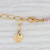 New Nina Nguyen Pink Topaz Bead Necklace Sterling Gold Vermeil Layer Adjustable