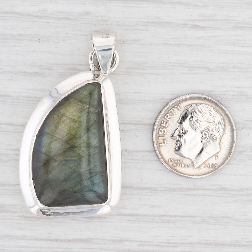 Light Gray New Labradorite Pendant 925 Sterling Silver Statement Drop