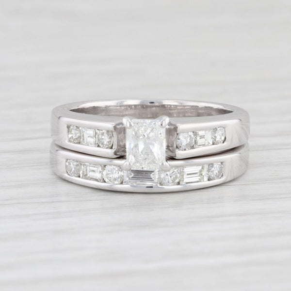 1.27ctw Diamond Engagement Ring Wedding Band Bridal Set 18k Gold Sz 6.75 EGL USA
