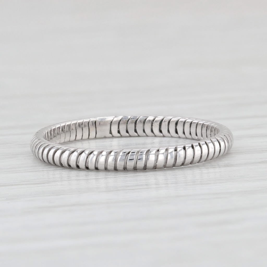 Light Gray Etched Ridged Ring 14k White Gold Size 5.75 Band