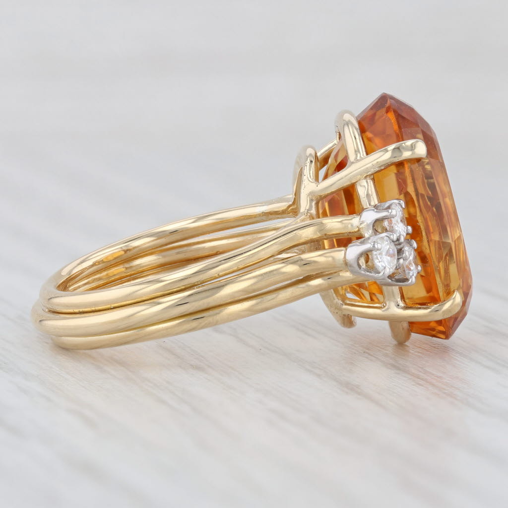 Light Gray 12.16ctw Oval Citrine Diamond Ring 18k Yellow Gold Size 7.5 Cocktail