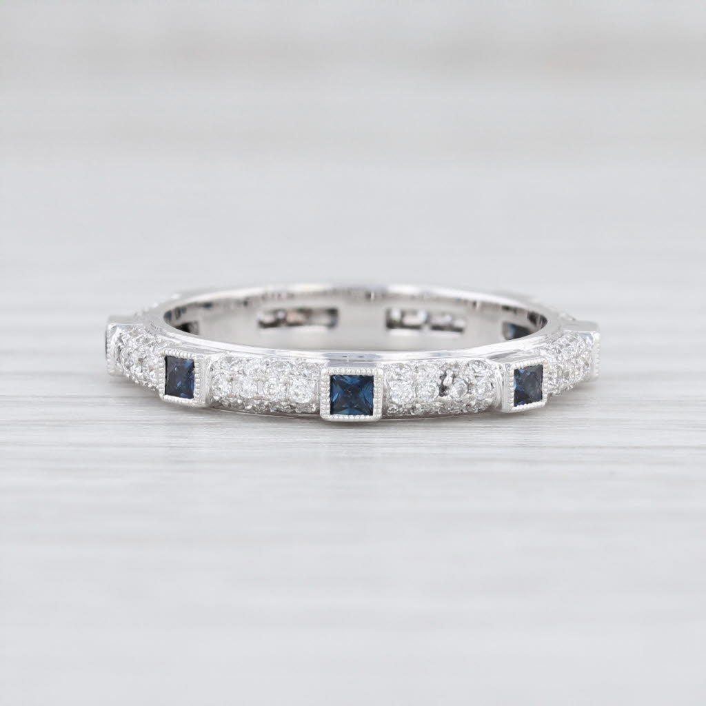 Light Gray New Beverley K Diamond Sapphire Eternity Ring 18k White Gold Stackable Band 6.5