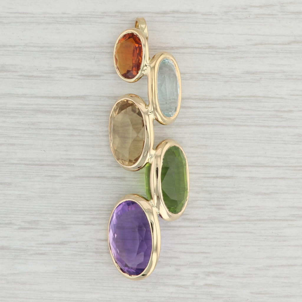 Light Gray 41.74ctw Multi-Gemstone Pendant 18k Gold Amethyst Peridot Citrine Aquamarine