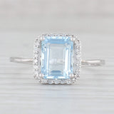Light Gray 1.87ctw Aquamarine Diamond Halo Ring 14k White Gold Size 8.5 Engagement
