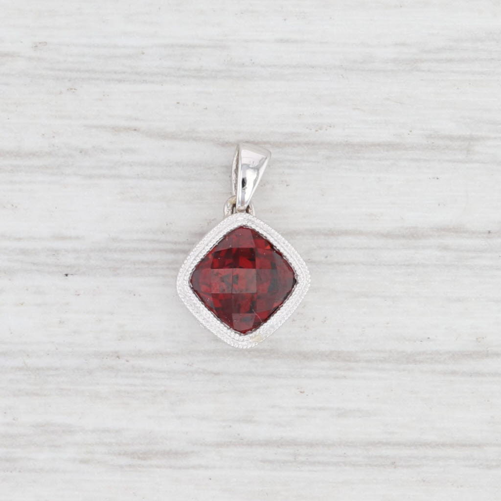 Light Gray New 1.05ct Garnet Drop Pendant 14k White Gold Solitaire January Birthstone