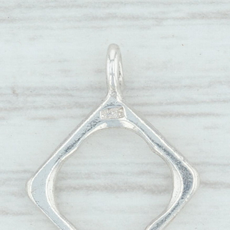 Light Gray Open Square Charm Sterling Silver 925 Pendant