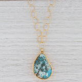 New Nina Nguyen Turquoise Pendant Necklace 20" Sterling 22k Gold Vermeil