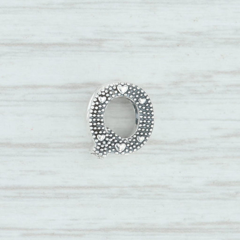 Light Gray New Authentic Pandora Letter Q Charm 797471 Sterling Silver Pave "Q" Bead