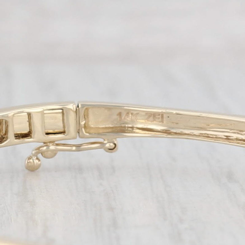0.90ctw Diamond Oval Bangle Bracelet 14k Yellow Gold 6.75" Hinged