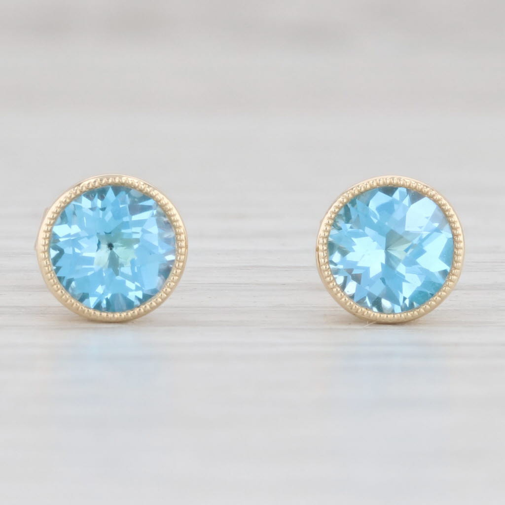 Light Gray New 1.85ctw Topaz Solitaire Stud Earrings 14k Yellow Gold December Birthstone