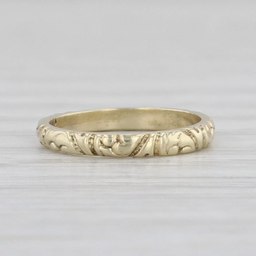 Light Gray Antique Floral Baby Ring 10k Yellow Gold Keepsake Small Baby Size