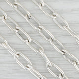 Light Gray 17.25" Elongated Cable Chain Necklace Sterling Silver Lobster Clasp 5.7mm