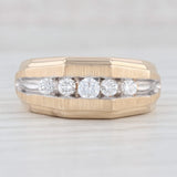 Light Gray 0.42ctw Men's Diamond Ring 14k Yellow Gold Size 11.25 Beveled Band