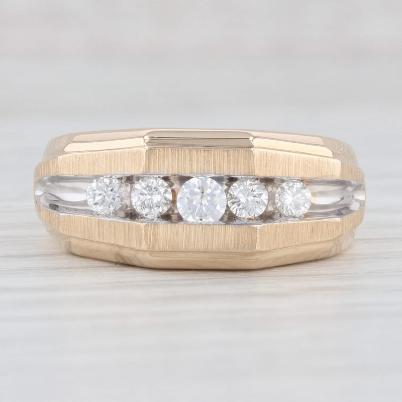 Light Gray 0.42ctw Men's Diamond Ring 14k Yellow Gold Size 11.25 Beveled Band