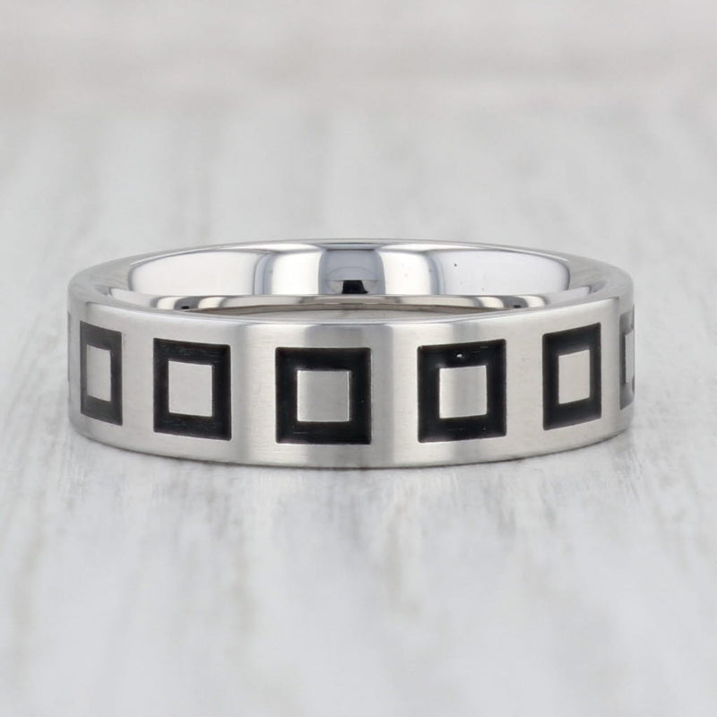 New Square Pattern Titanium Ring Size 10 - 10 1/4 Wedding Band