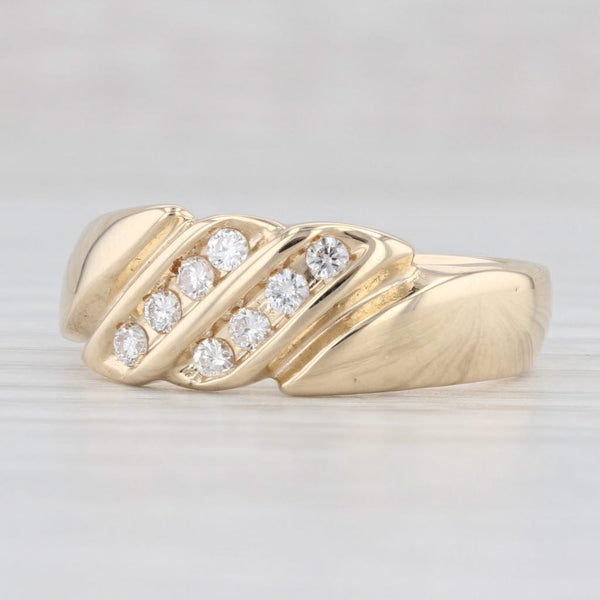 Light Gray 0.20ctw Scalloped Diamond Band 14k Yellow Gold Size 8.25-8.5 Wedding Stackable