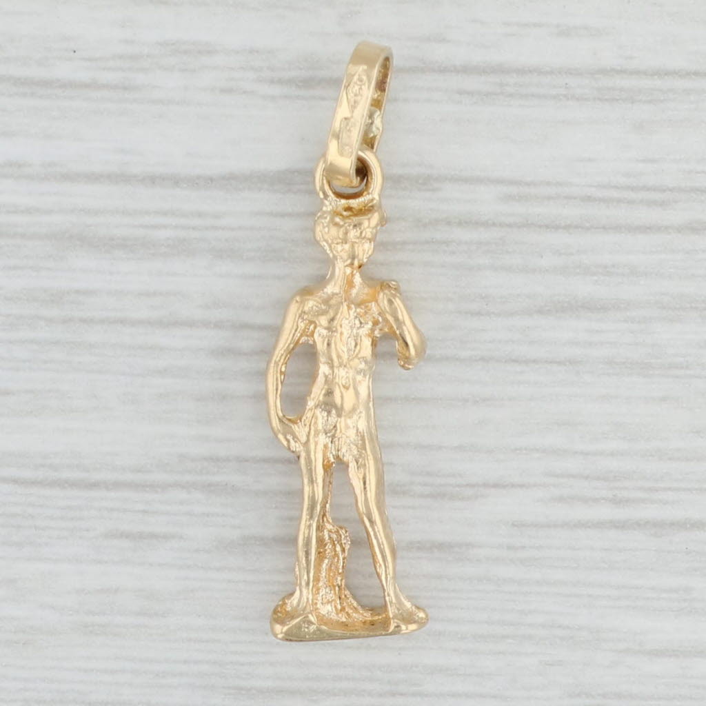 Light Gray Michael Angelo's David Statue Pendant 18k Gold Florence Italy Souvenir Charm