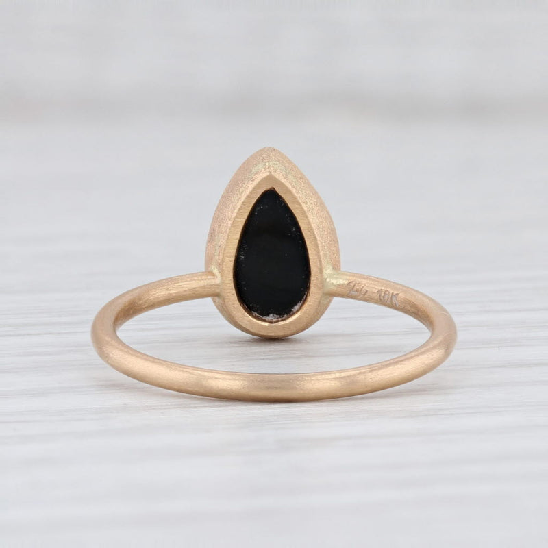 New Nina Nguyen Druzy Quartz 18k Yellow Gold Size 6.5 Black Stone Teardrop