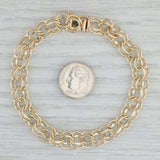 7" Double Curb Chain Starter Charm Bracelet 14k Yellow Gold 8.7mm