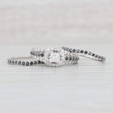 1.18ctw Black White Diamond Wedding Bands Engagement Ring Set 14k White Gold