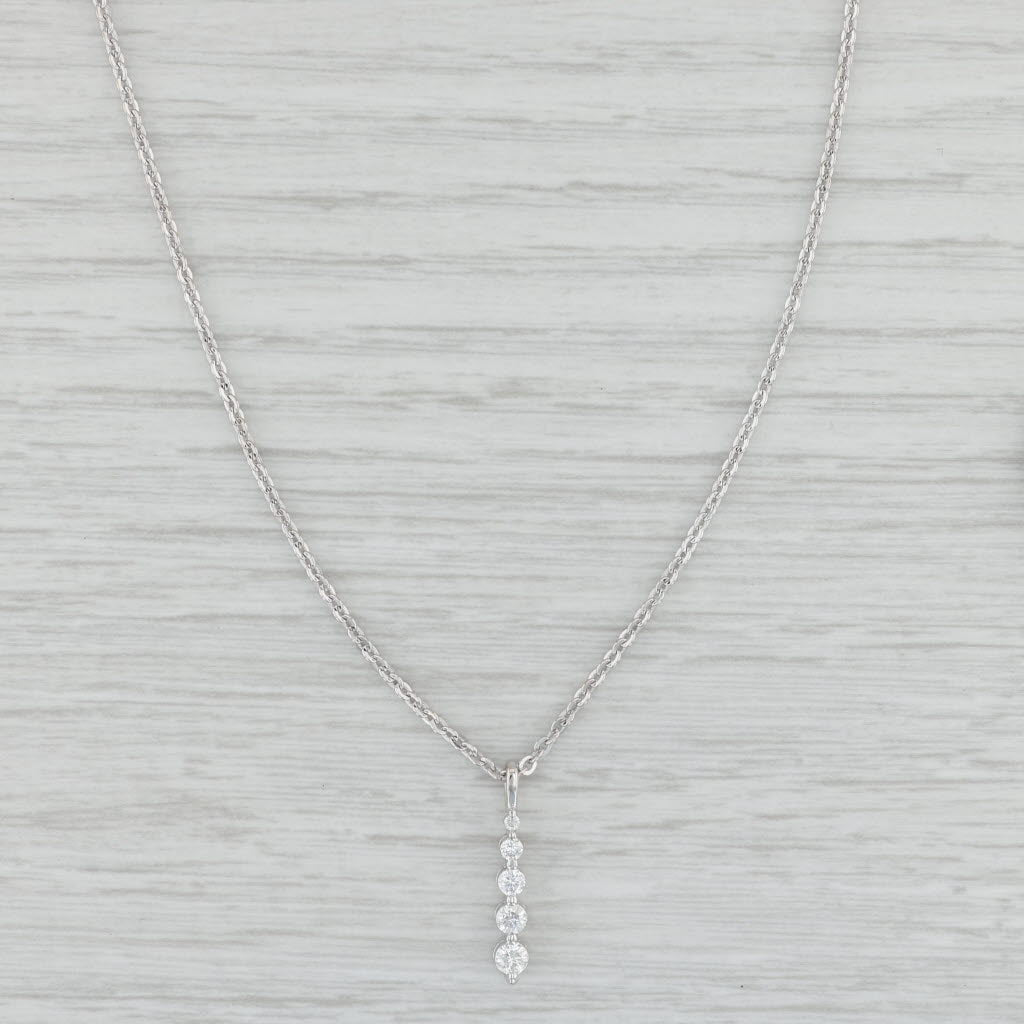 Light Gray 0.25ctw Diamond Journey Pendant Necklace 14k White Gold 16" Cable Chain