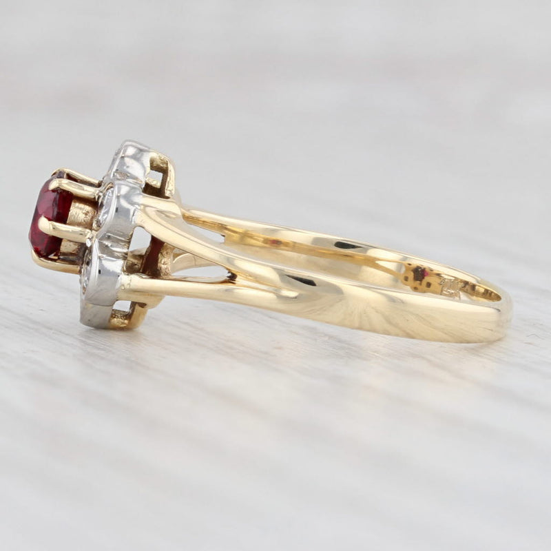 Light Gray 0.60ctw Ruby Diamond Halo Flower Ring 14k Gold Size 7 Engagement