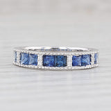 Light Gray New 0.94ctw Blue Sapphire Diamond Stackable Ring 14k White Gold Sz 7.25 Stacking
