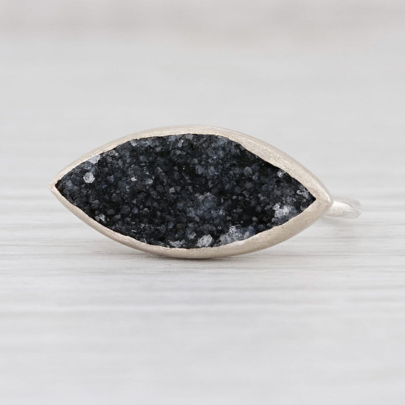 New Nina Nguyen Ring Druzy Black Quartz Sterling Silver Size 7