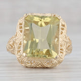 6ct Lemon Quartz Solitaire Ring 14k Yellow Gold Size 6 Floral Filigree