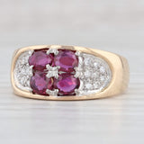 0.82ctw Ruby Diamond Flower Ring 14k Yellow Gold Size 7.75-8 Women's