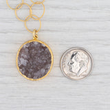 Light Gray New Nina Nguyen Gray Duzy Quartz Pendant Necklace 19.5" Sterling Gold Vermeil