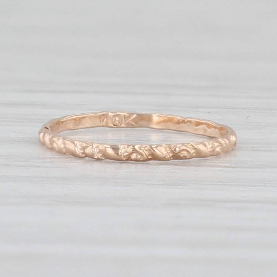 Light Gray Antique Floral Baby Ring 10k Yellow Gold Small Baby Size Band Keepsake