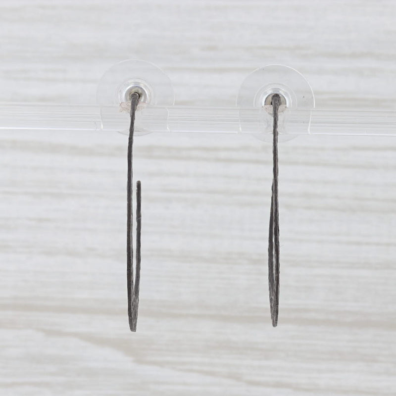 New Nina Nguyen Hammered Hoop Earrings Sterling Silver Oxidized Pierced Hoops