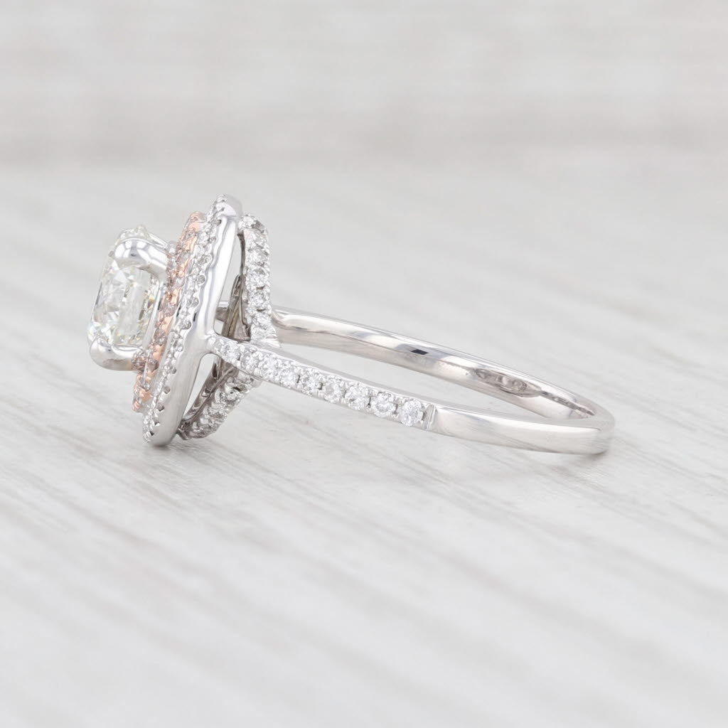 Light Gray 1.70ctw Diamond Halo Engagement Ring 14k White Gold GIA Round VS1 XXX Size 6.5