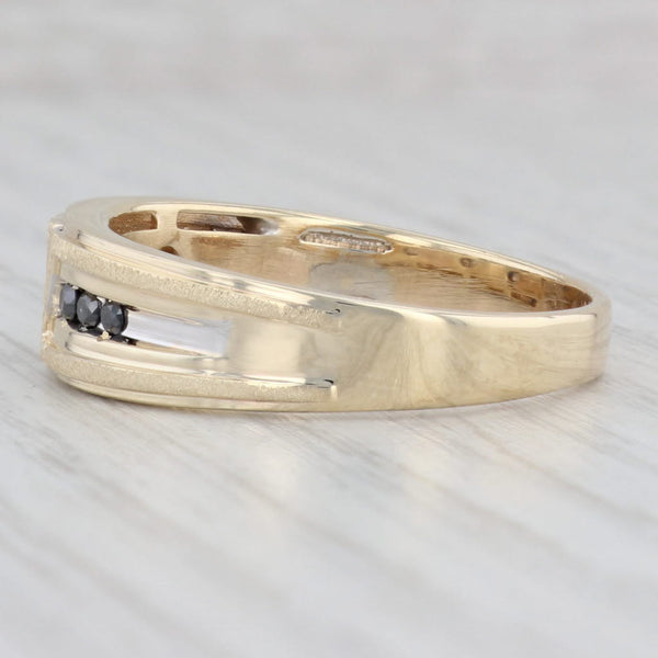 Light Gray 0.20ctw Black & White Diamond Men's Ring 10k Yellow Gold Size 14.75 Wedding Band