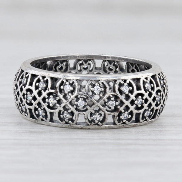 Light Gray New Authentic Pandora Intricate Lattice Ring Size 5 /50 Sterling Silver 190955CZ