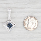 Light Gray 1ctw Blue Sapphire Diamond Halo Pendant 18k White Gold Gemstone Drop