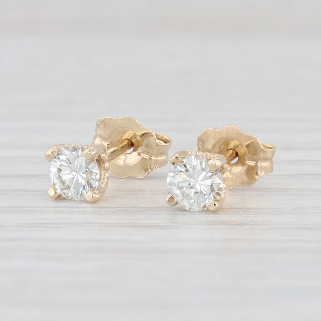 Light Gray New 0.34ctw VS2 Round Diamond Solitaire Stud Earrings 14k Yellow Gold