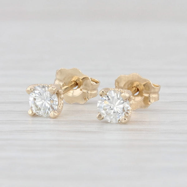 Light Gray New 0.34ctw VS2 Round Diamond Solitaire Stud Earrings 14k Yellow Gold