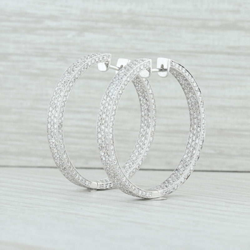 Light Gray 2.50ctw Diamond Inside Out Hoop Earrings 18k White Gold 32.8mm Pierced Women's